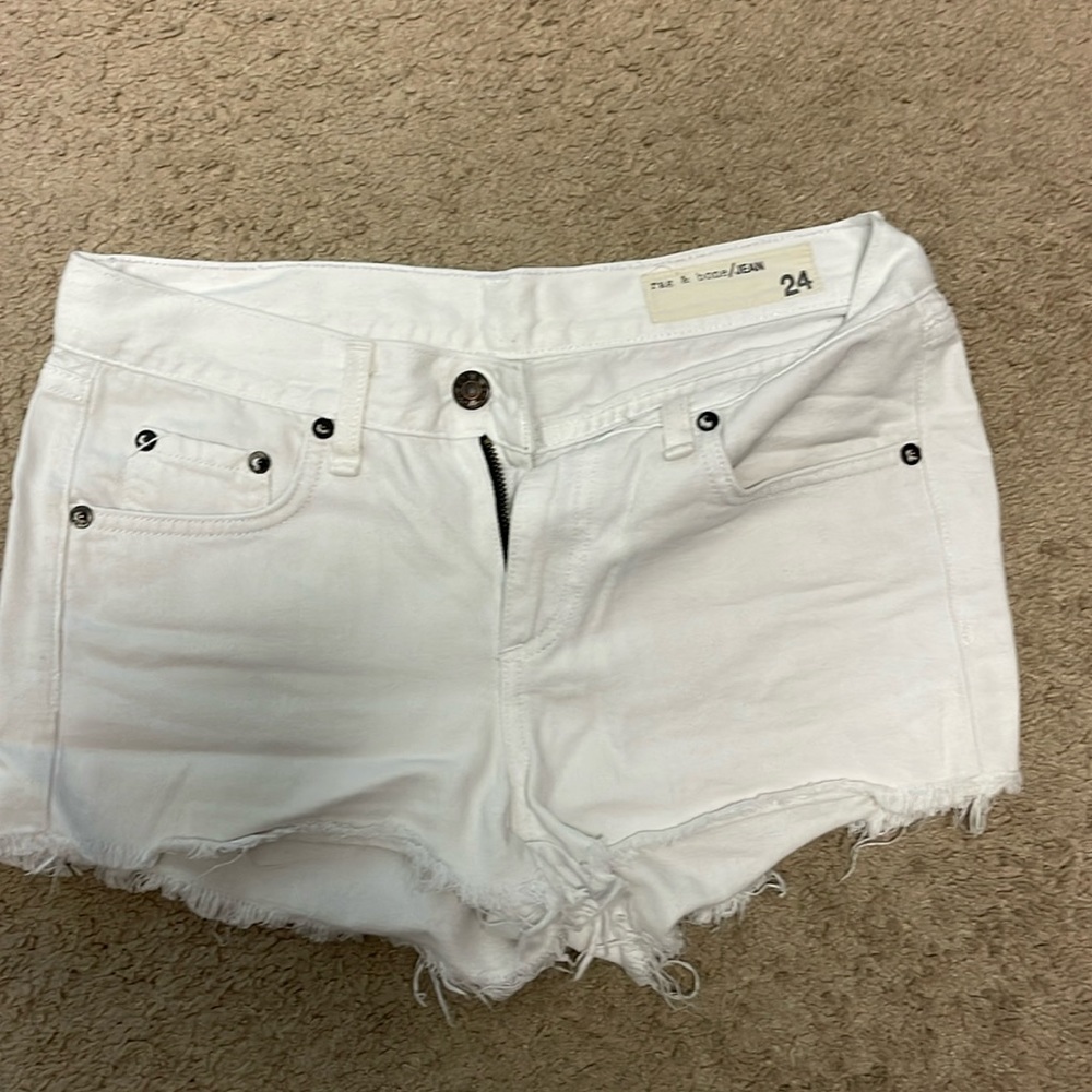 White rag and bone cut off shorts